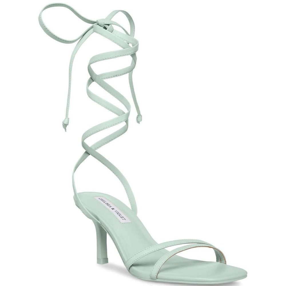 NEW Chelsea & Violet Jalissa Leather Ankle Wrap Dress Heeled Sandals Sz. 8